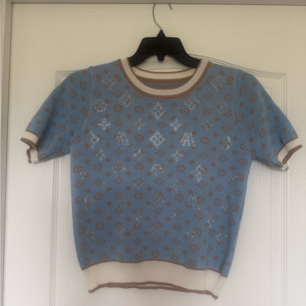 Blue Patterned Women's Top